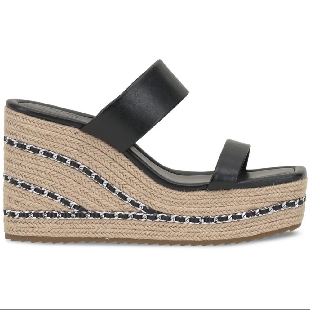 NIB INC NYANA Black Comfort Insole Wedge Espadrille Sandals - Size 8.5 - Picture 2 of 9